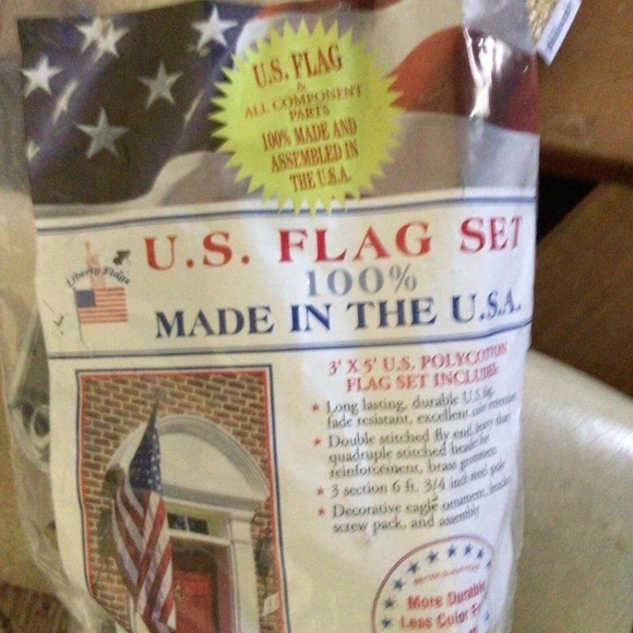 Liberty Flags American Flag Set 3'X5' PolyCotton Eagle Ornament New (2) - Picture 4 of 9